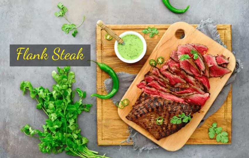 the image contains delicious flank steak