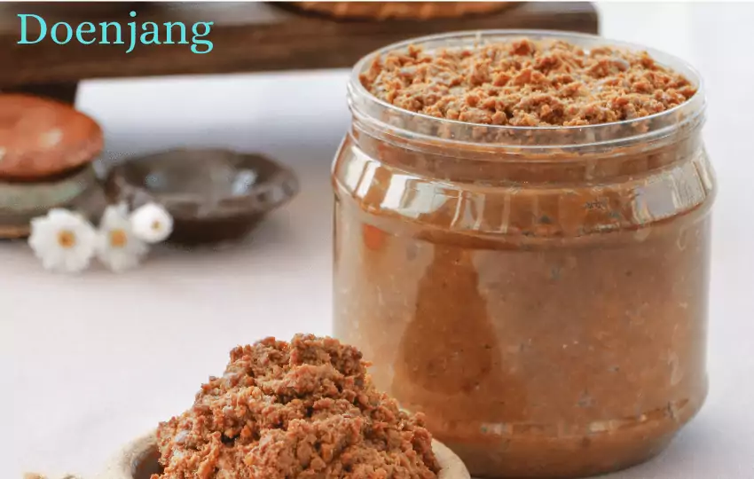 doenjang is a korean fermented soybean paste, widely used in recipes.
