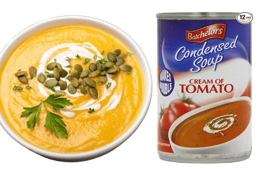 you can try home made condensed cream of tomato soup and it is easily available in any grocery shop or supermarket