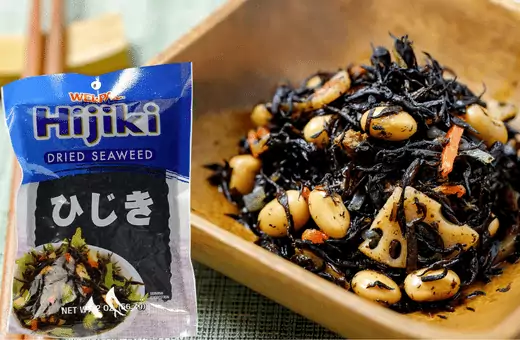 hijiki is a type of brown sea vegetable that can be used as a substitute for nori sheets