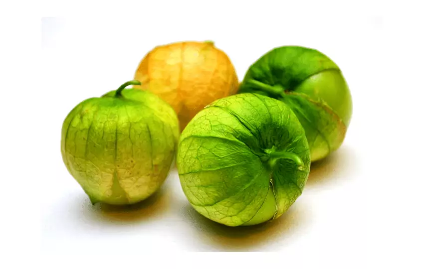 tomatillo also known as mexican ground cherry or mexican husk tomato and basically it is a edible fruit