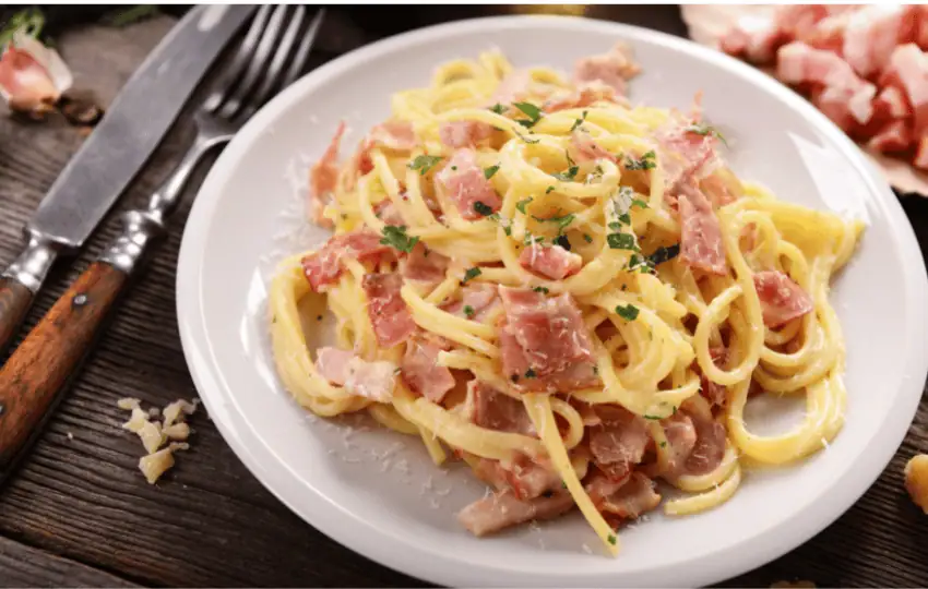 carbonara bacon is a popular traditional dish