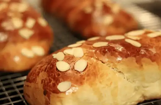 Tsoureki bread is a popular substitute for challah bread.